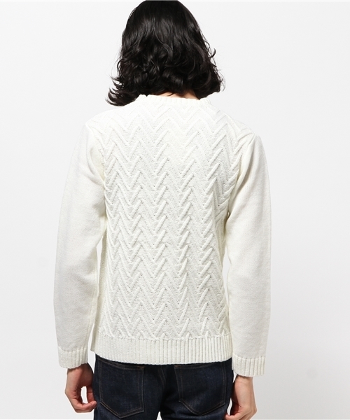 koe（コエ）の「フロントヘリンボン長袖プルオーバー（ニット/セーター・メンズ・オフホワイト/カーキ/ネイビー・SMALL/MEDIUM/LARGE/LL）」の5枚目の写真