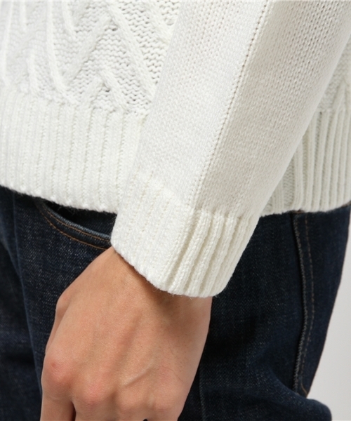 koe（コエ）の「フロントヘリンボン長袖プルオーバー（ニット/セーター・メンズ・オフホワイト/カーキ/ネイビー・SMALL/MEDIUM/LARGE/LL）」の7枚目の写真