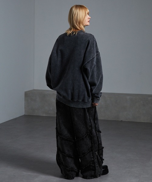 cussil（クシル）の「【cussil/クシル】【12oz】 ルーズシルエットフリンジサイドジップデザインワイドフレア/バルーンデニムパンツ（デニムパンツ・メンズ・ブラック/グレー/ブラウン・S/M/L/XS）」の15枚目の写真