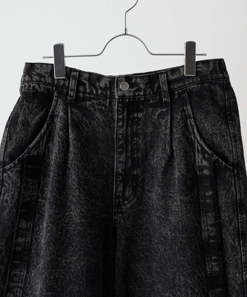 cussil ルーズシルエットフリンジサイドジップデザインワイドデニムパンツ cussil ジーンズ 「cussil/クシル」「12oz」 ルーズシルエット