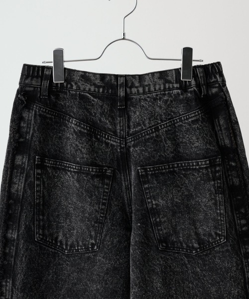 cussil ルーズシルエットフリンジサイドジップデザインワイドデニムパンツ cussil/クシル】【12oz】 ルーズシルエットフリンジサイドジップ