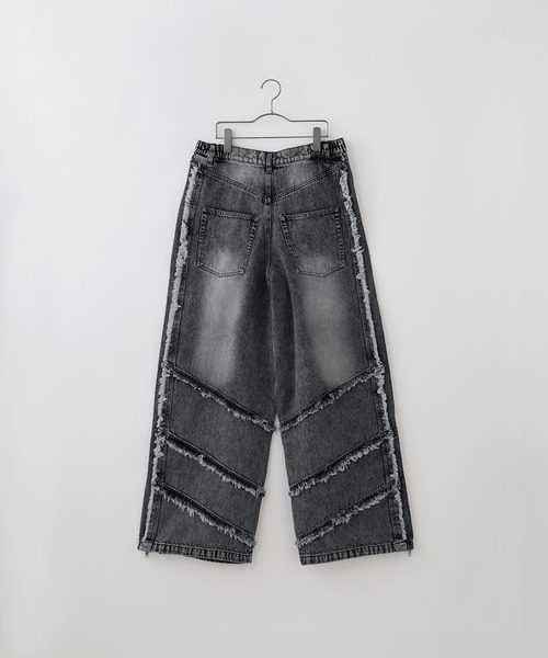 メンズ ワイドデニム ジーンズ ジップデザイン 立体シルエット FREAK'S STORE ジーンズ 限定展開 ワイドフレアシルエット