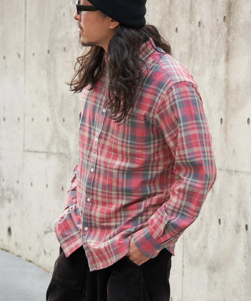 VENCEEXCHANGE（ヴァンスエクスチェンジ）の「U.S COTTON チェックシャツ（シャツ/ブラウス・メンズ・ブラック/ピンク/ブルー系/カーキ/レッド系・M/L）」の2枚目の写真