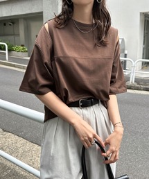 トップス　茶色　Fサイズ　新品 セール】フロントZIPショート丈ニットトップス（Tシャツ