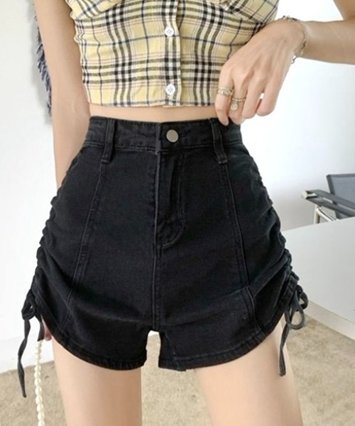 NANEA(ナネア)の「サイドシャーリングデニムショートパンツ(デニムパンツ・レディース・ブルー/チャコールグレー/ブラック・SMALL/MEDIUM/LARGE/X-LARGE)」の10枚目の写真