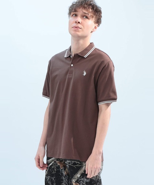 U.S. POLO ASSN.(ユーエスポロアッスン)の「U.S. POLO ASSN. 鹿の子 ライン 半袖 ポロシャツ PLM42114(ポロシャツ・メンズ・アイボリー/ネイビー/ブラック×ホワイト/ブラック×ゴールド/ダークブラウン/グリーン・M/L/LL)」の5枚目の写真