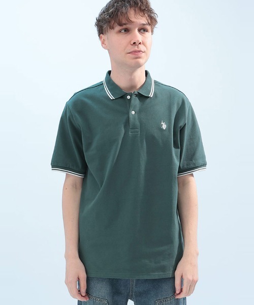 U.S. POLO ASSN.(ユーエスポロアッスン)の「U.S. POLO ASSN. 鹿の子 ライン 半袖 ポロシャツ PLM42114(ポロシャツ・メンズ・アイボリー/ネイビー/ブラック×ホワイト/ブラック×ゴールド/ダークブラウン/グリーン・M/L/LL)」の6枚目の写真