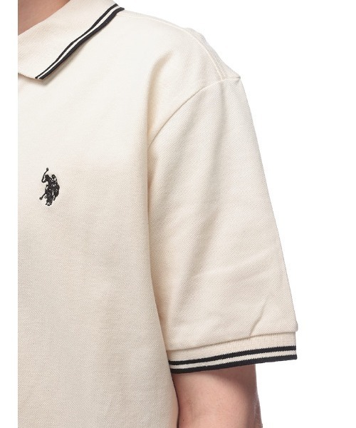 U.S. POLO ASSN.(ユーエスポロアッスン)の「U.S. POLO ASSN. 鹿の子 ライン 半袖 ポロシャツ PLM42114(ポロシャツ・メンズ・アイボリー/ネイビー/ブラック×ホワイト/ブラック×ゴールド/ダークブラウン/グリーン・M/L/LL)」の16枚目の写真