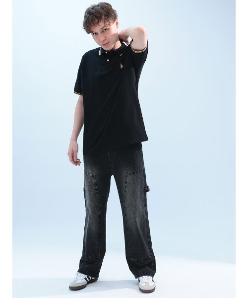 U.S. POLO ASSN.(ユーエスポロアッスン)の「U.S. POLO ASSN. 鹿の子 ライン 半袖 ポロシャツ PLM42114(ポロシャツ・メンズ・アイボリー/ネイビー/ブラック×ホワイト/ブラック×ゴールド/ダークブラウン/グリーン・M/L/LL)」の9枚目の写真