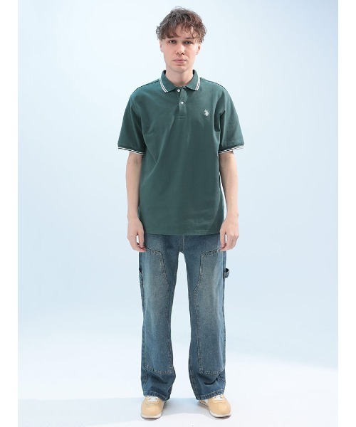 U.S. POLO ASSN.(ユーエスポロアッスン)の「U.S. POLO ASSN. 鹿の子 ライン 半袖 ポロシャツ PLM42114(ポロシャツ・メンズ・アイボリー/ネイビー/ブラック×ホワイト/ブラック×ゴールド/ダークブラウン/グリーン・M/L/LL)」の11枚目の写真