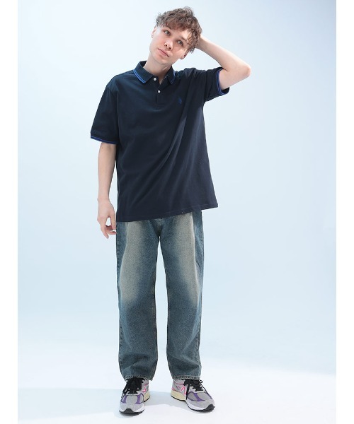 U.S. POLO ASSN.(ユーエスポロアッスン)の「U.S. POLO ASSN. 鹿の子 ライン 半袖 ポロシャツ PLM42114(ポロシャツ・メンズ・アイボリー/ネイビー/ブラック×ホワイト/ブラック×ゴールド/ダークブラウン/グリーン・M/L/LL)」の12枚目の写真