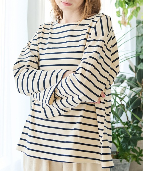 Crisp（クリスプ）の「ミニロゴボーダーTシャツ（Tシャツ/カットソー・レディース・ネイビー/グリーン・FREE）」の2枚目の写真