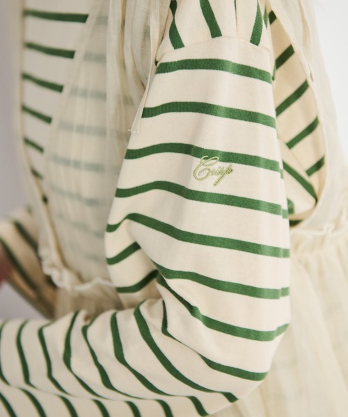 Crisp（クリスプ）の「ミニロゴボーダーTシャツ（Tシャツ/カットソー・レディース・ネイビー/グリーン・FREE）」の8枚目の写真
