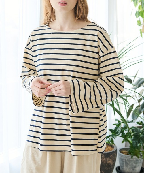 Crisp（クリスプ）の「ミニロゴボーダーTシャツ（Tシャツ/カットソー・レディース・ネイビー/グリーン・FREE）」の9枚目の写真