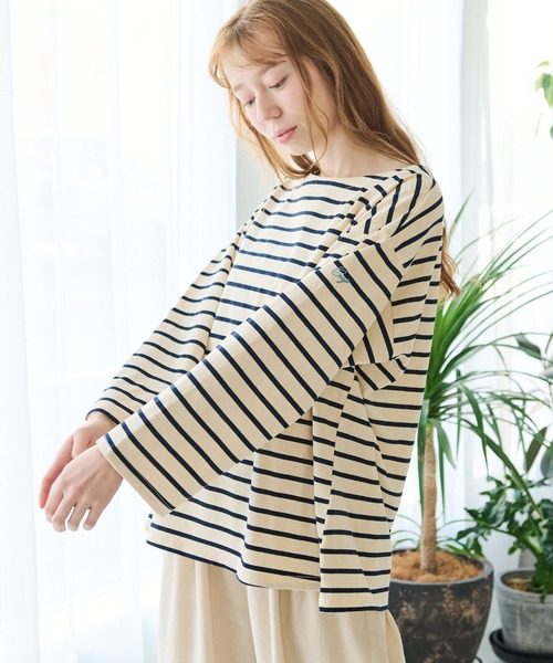 Crisp（クリスプ）の「ミニロゴボーダーTシャツ（Tシャツ/カットソー・レディース・ネイビー/グリーン・FREE）」の10枚目の写真