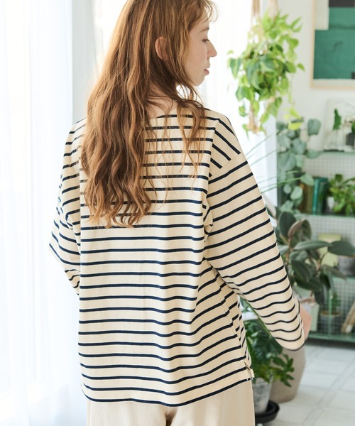 Crisp（クリスプ）の「ミニロゴボーダーTシャツ（Tシャツ/カットソー・レディース・ネイビー/グリーン・FREE）」の11枚目の写真