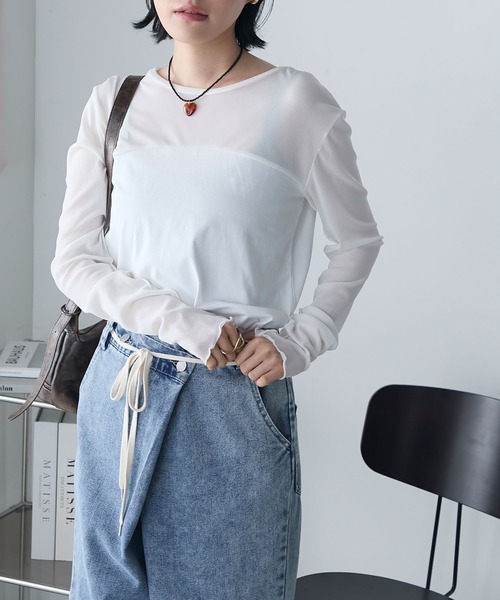 forksy.】異素材ドッキング シアーロングTシャツ forksy.│MONO-MART forksy.】異素材ドッキング シアーロングTシャツ forksy.│MONO-MART