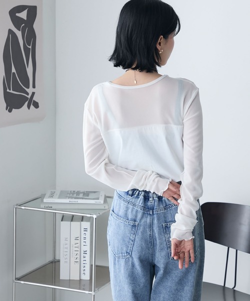 forksy.】異素材ドッキング シアーロングTシャツ forksy.│MONO-MART