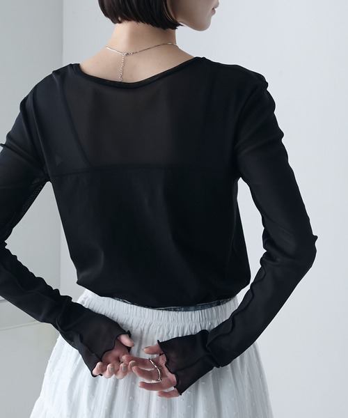 forksy.】異素材ドッキング シアーロングTシャツ forksy.│MONO-MART