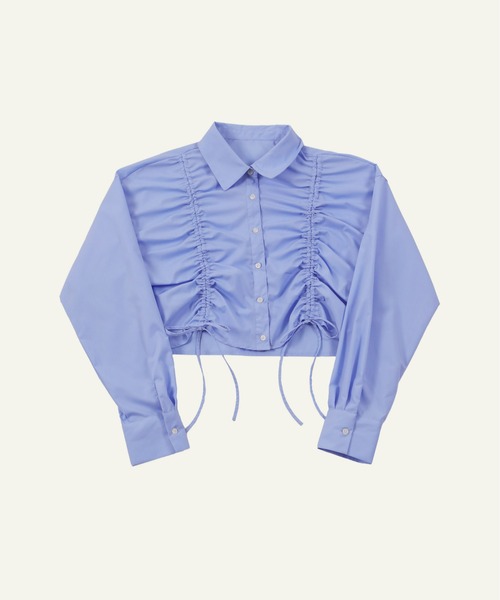 en CAnAF(エンカナフ)の「フロントシャーリング リボン ショート シャツ(シャツ/ブラウス・レディース・オフホワイト/ブルー/スカイブルー系1・フリー)」の15枚目の写真