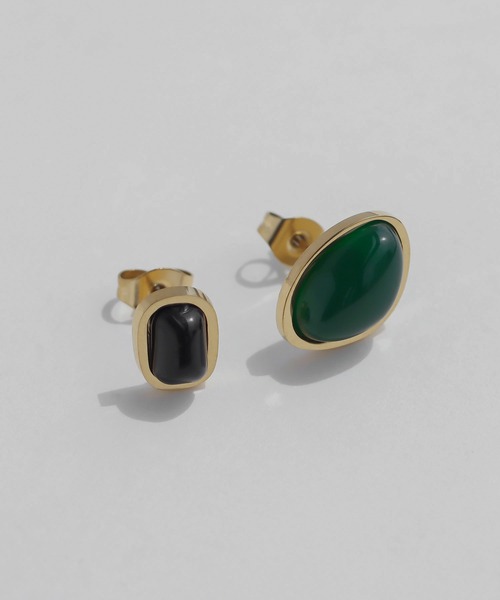 abaskdesign(アバスクデザイン)の「金属アレルギー対応 アシメデザイン天然石ピアス(ピアス(両耳用)・レディース・ゴールド・FREE)」の10枚目の写真