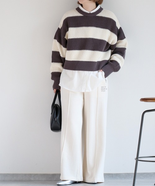 cepo(セポ)の「〈セットアップ対応〉16/10 ワンポイントロゴ裏毛ワイドスウェットパンツ(スウェットパンツ・レディース・チャコール/オフホワイト・M)」の14枚目の写真