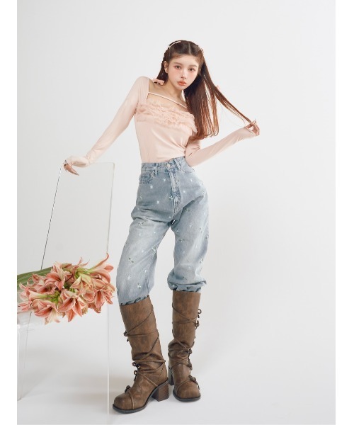 Darich(ダーリッチ)の「レースアップリボンブーツ(ブーツ・レディース・ブラック/ブラウン・M/XS/S/L/XL)」の4枚目の写真