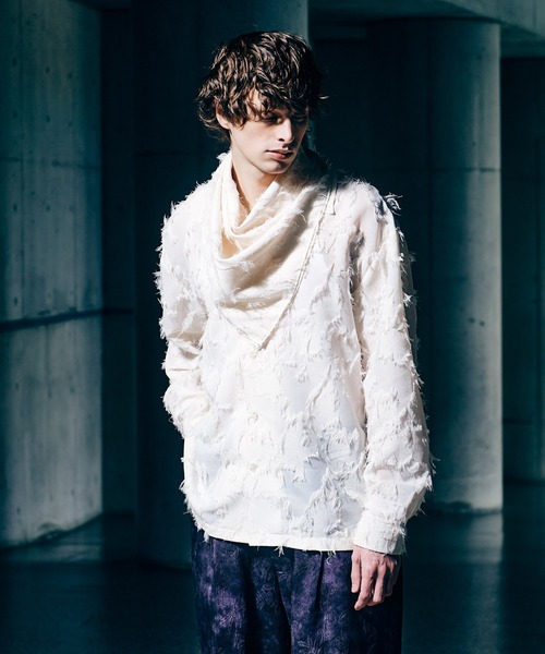 glamb（グラム）の「Fuzzy Scarf Shirt / ファジースカーフシャツ（シャツ/ブラウス・メンズ・ブラック/ホワイト/グリーン・S/M/L）」の13枚目の写真