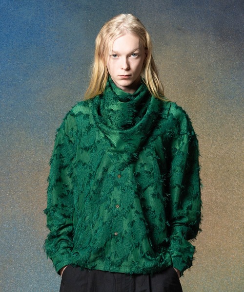 glamb（グラム）の「Fuzzy Scarf Shirt / ファジースカーフシャツ（シャツ/ブラウス・メンズ・ブラック/ホワイト/グリーン・S/M/L）」の10枚目の写真