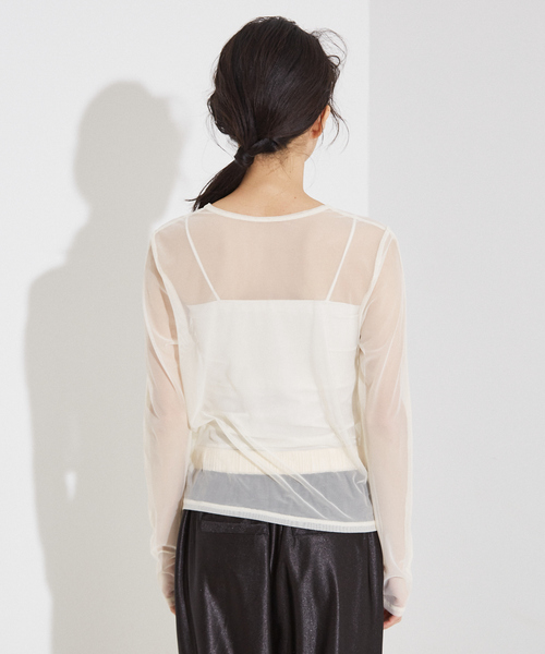 NOMINE（ノミネ）の「フロントシャーリング シアー ロンT（Tシャツ/カットソー・レディース・グレー/ブルー/アイボリー/ブラック・フリー）」の8枚目の写真