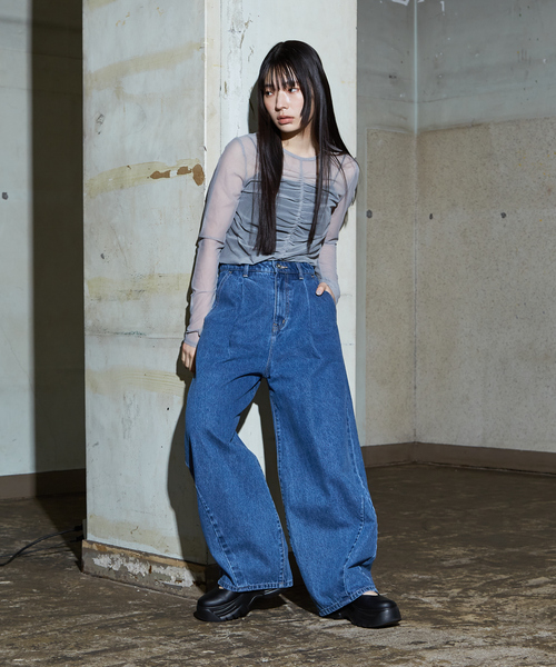 NOMINE（ノミネ）の「フロントシャーリング シアー ロンT（Tシャツ/カットソー・レディース・グレー/ブルー/アイボリー/ブラック・フリー）」の22枚目の写真