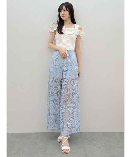 MERCURYDUO（マーキュリーデュオ）の「SEA LIFE レースパンツ（その他パンツ・レディース・ブルー/アイボリー・MEDIUM/SMALL）」の8枚目の写真