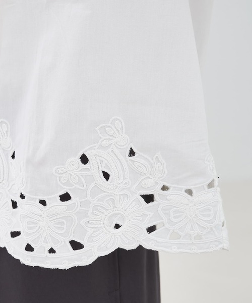 collex(コレックス)の「レース切替スタインドカラーブラウス(シャツ/ブラウス・レディース・ブラック/オフホワイト・フリー)」の5枚目の写真