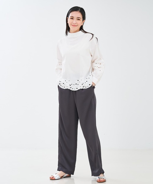 collex(コレックス)の「レース切替スタインドカラーブラウス(シャツ/ブラウス・レディース・ブラック/オフホワイト・フリー)」の6枚目の写真