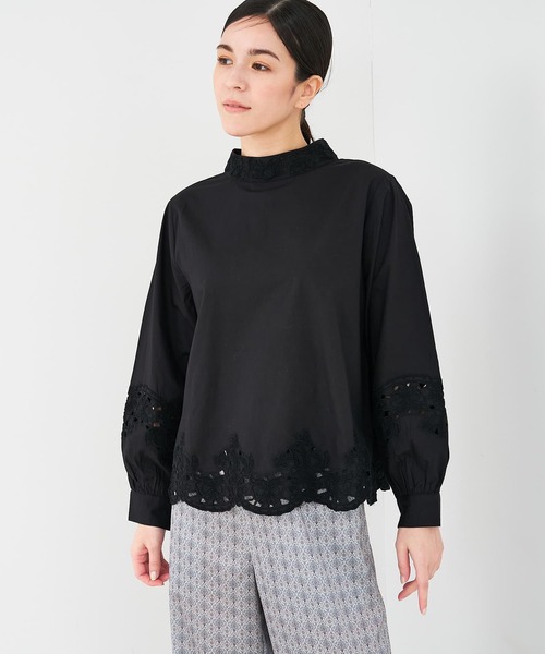 collex(コレックス)の「レース切替スタインドカラーブラウス(シャツ/ブラウス・レディース・ブラック/オフホワイト・フリー)」の12枚目の写真
