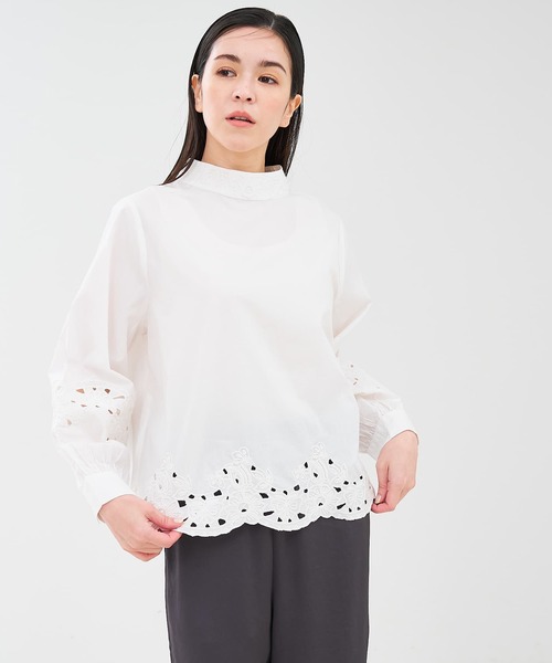 collex(コレックス)の「レース切替スタインドカラーブラウス(シャツ/ブラウス・レディース・ブラック/オフホワイト・フリー)」の17枚目の写真