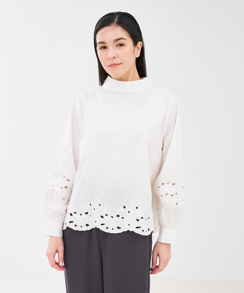 collex(コレックス)の「レース切替スタインドカラーブラウス(シャツ/ブラウス・レディース・ブラック/オフホワイト・フリー)」の18枚目の写真