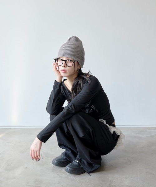 UNE MANSION（ユヌマンション）の「裾ストリングレイヤードドットレーススカート付きワイドシルエット スウェットパンツ（スウェットパンツ・レディース・グレー/ブラック/ベージュ・FREE）」の11枚目の写真