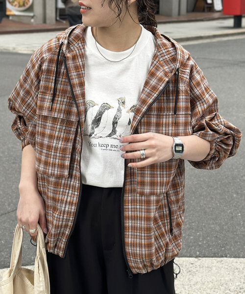 CPCM（シーピーシーエム）の「デカポケチェックシャツジップパーカー（パーカー・メンズ・ブルー/グリーン/ネイビー/オレンジ・MEDIUM/LARGE）」の4枚目の写真