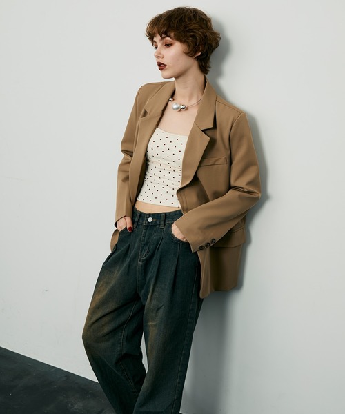 uyu.（ウユ）の「カップ付きT字ストラップデザインキャミソール（キャミソール・レディース・ドット/レッド/ブラック/ホワイト/グレー/グリーン・FREE）」の17枚目の写真