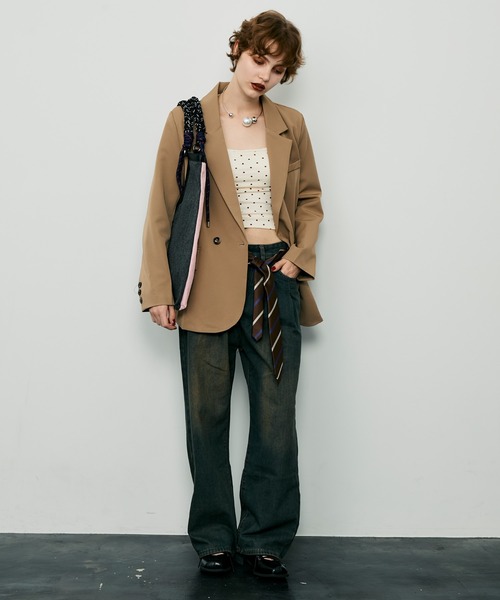 uyu.（ウユ）の「カップ付きT字ストラップデザインキャミソール（キャミソール・レディース・ドット/レッド/ブラック/ホワイト/グレー/グリーン・FREE）」の19枚目の写真