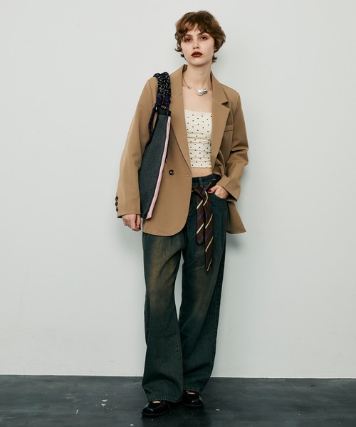 uyu.（ウユ）の「カップ付きT字ストラップデザインキャミソール（キャミソール・レディース・ドット/レッド/ブラック/ホワイト/グレー/グリーン・FREE）」の20枚目の写真