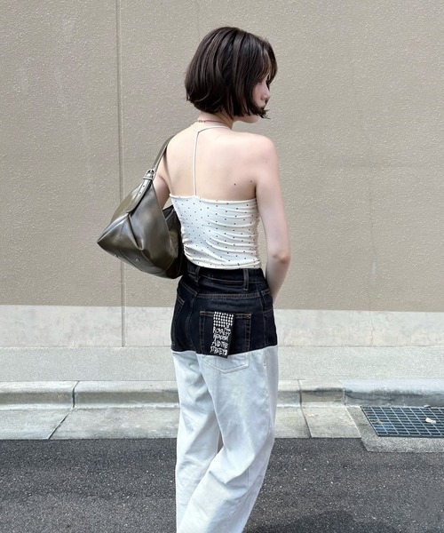 uyu.（ウユ）の「カップ付きT字ストラップデザインキャミソール（キャミソール・レディース・ドット/レッド/ブラック/ホワイト/グレー/グリーン・FREE）」の21枚目の写真