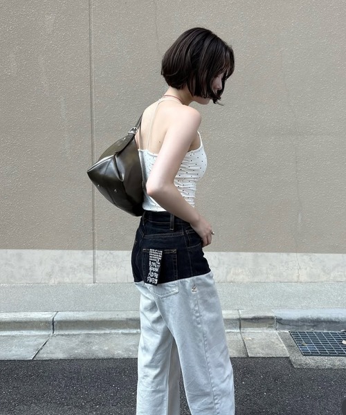 uyu.（ウユ）の「カップ付きT字ストラップデザインキャミソール（キャミソール・レディース・ドット/レッド/ブラック/ホワイト/グレー/グリーン・FREE）」の22枚目の写真