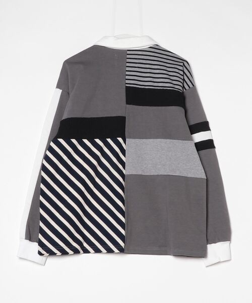 amok（アモク）の「amok /アモク/PATCHWORK POLO SHIRT（ポロシャツ・メンズ・グレー/ブルー・M/L）」の4枚目の写真