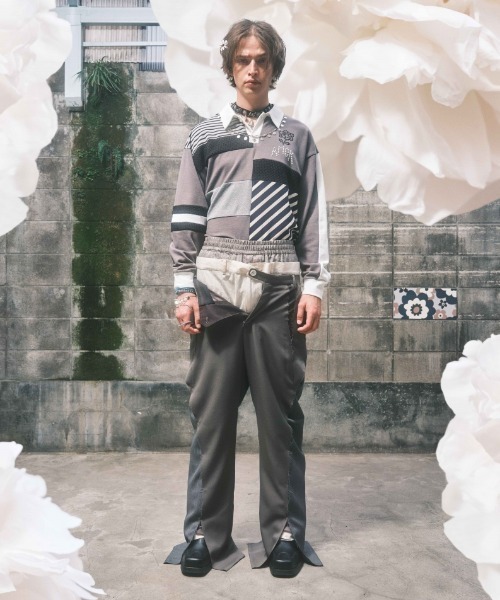 amok（アモク）の「amok /アモク/PATCHWORK POLO SHIRT（ポロシャツ・メンズ・グレー/ブルー・M/L）」の5枚目の写真