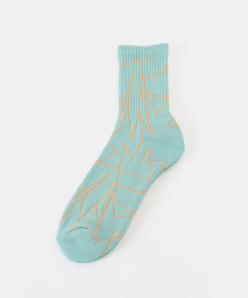 FAKUI（ファクイ）の「FAKUI/ファクイ GEOMETRIC SPORTS SOCKS（ソックス/靴下・レディース・モスグリーン/ホワイト・FREE）」の2枚目の写真