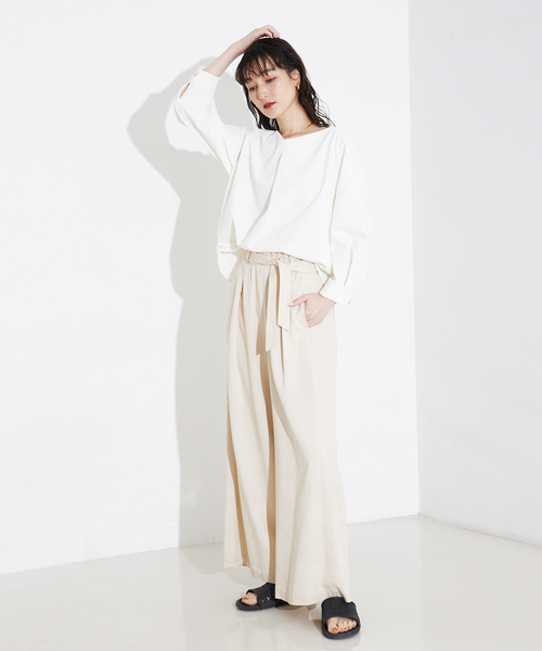 qualite（カリテ）の「2WAYストレッチタックブラウス/オフィスカジュアル（シャツ/ブラウス・レディース・ブラック/オフホワイト・フリー）」の7枚目の写真