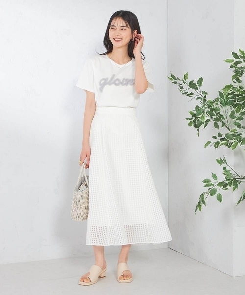 ☆新品未使用☆uncrave WHITE シアーチェックスカート　サイズ1 セール】シアーチェックフレアスカート（スカート）｜a.v.v