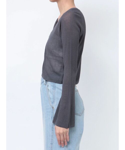 LAGUNAMOON（ラグナムーン）の「ミニパールボタンショートニットカーディガン（カーディガン/ボレロ・レディース・チャコールグレー/アイボリー/ピンク・FREE）」の7枚目の写真